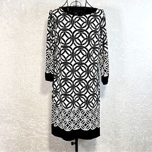 ENFOCUS STUDIO Pullover Dress Women 8 Boatneck Stretch Black White Office Career